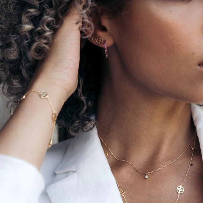 Necklace, Glam Bianco - Gilded