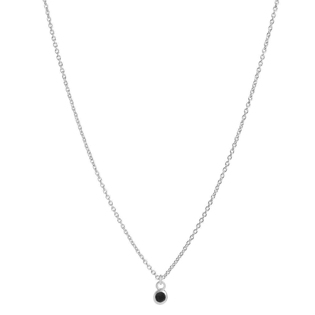 Necklace, Glam Nero - Silver