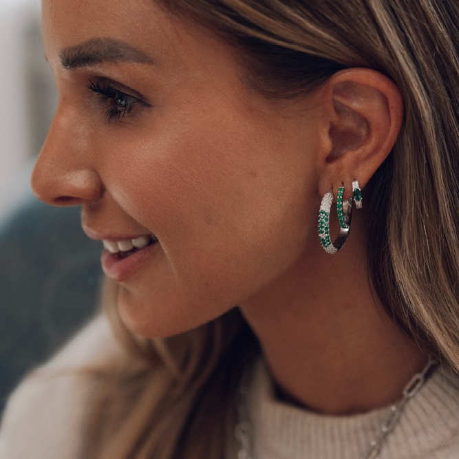 Hoops, Glam 1 Verde - Silver