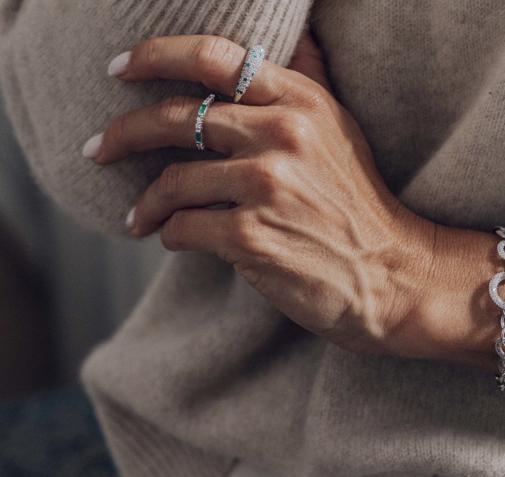 Ring, Illuminare 2 Verde - Silver 8