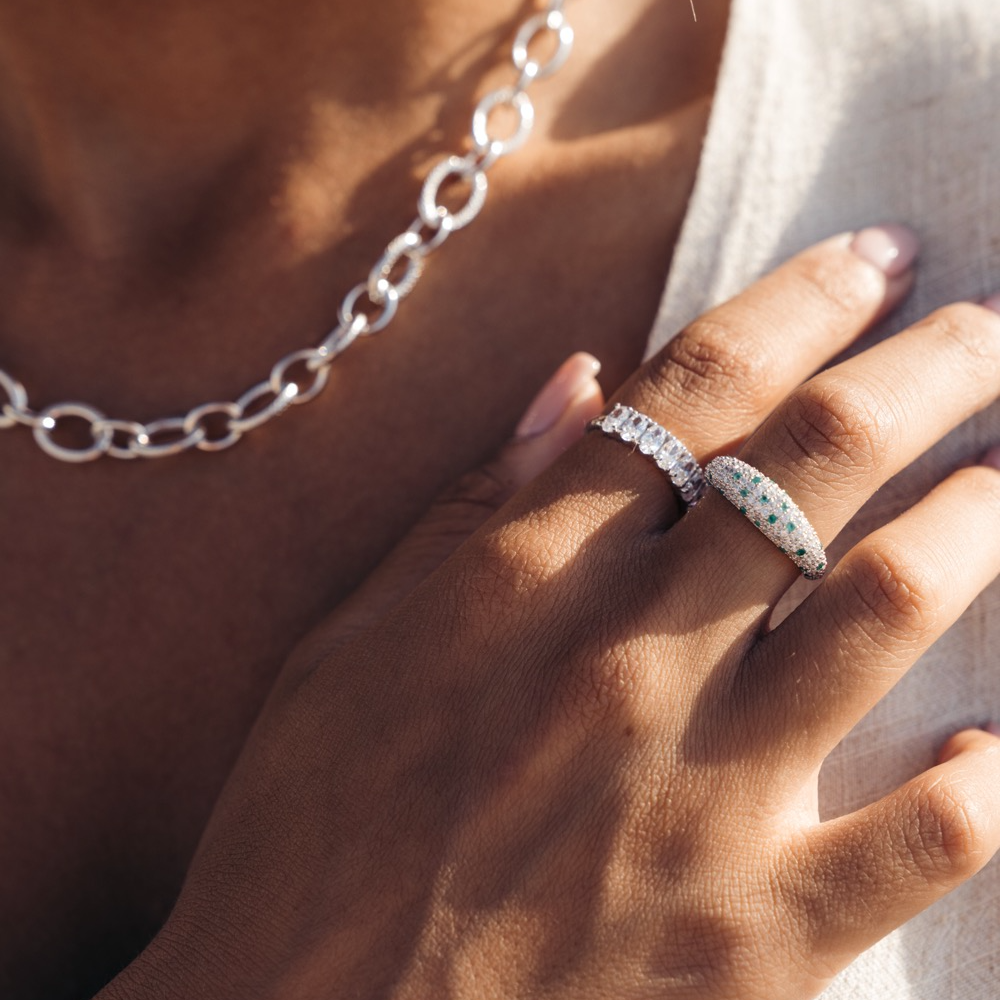 Ring, Illuminare 1 Verde - Silver 8