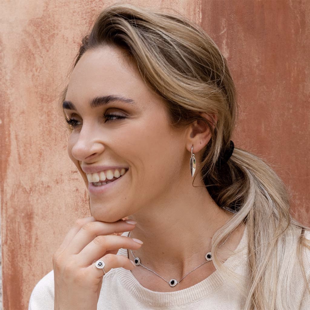 Earrings, Foglia - Silver