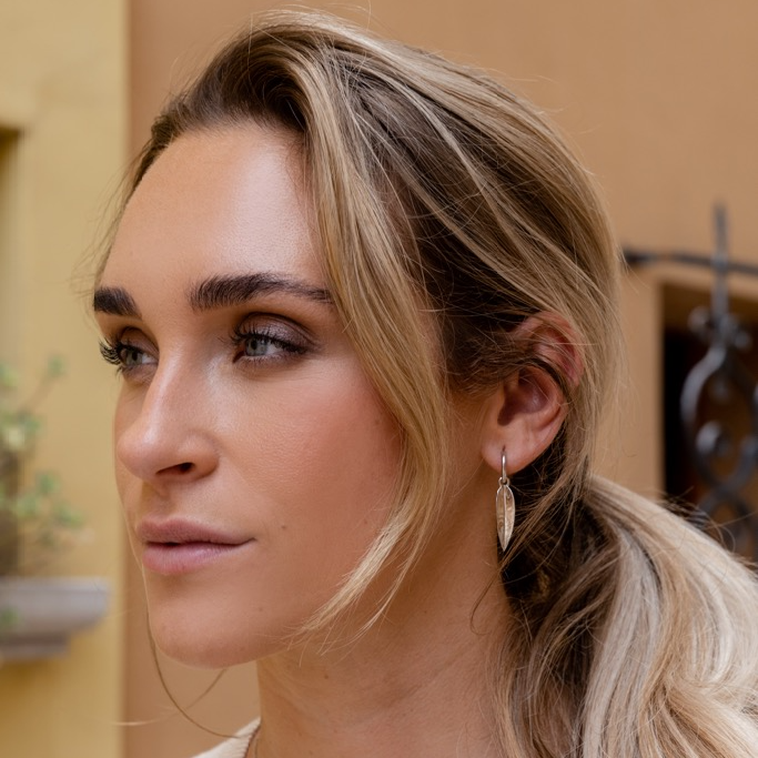 Earrings, Foglia - Silver