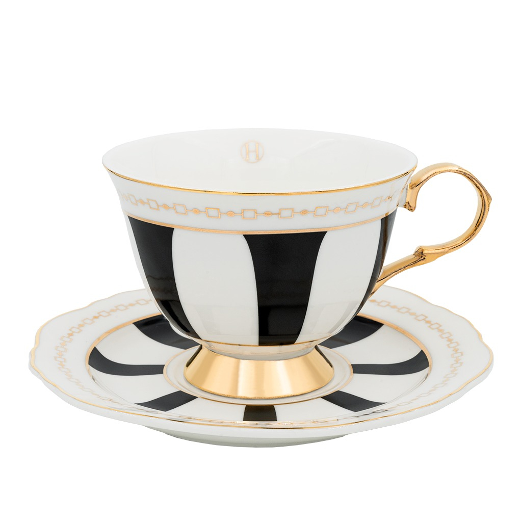Cup with saucer - Strisce Nero