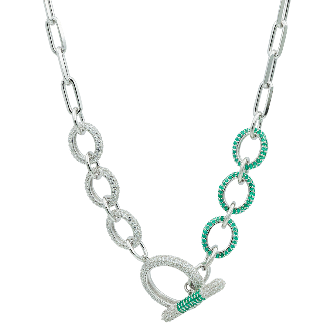 Necklace, Illuminare Verde - Silver