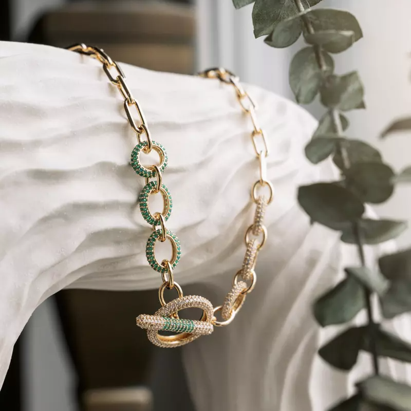 Necklace, Illuminare Verde - Gilded