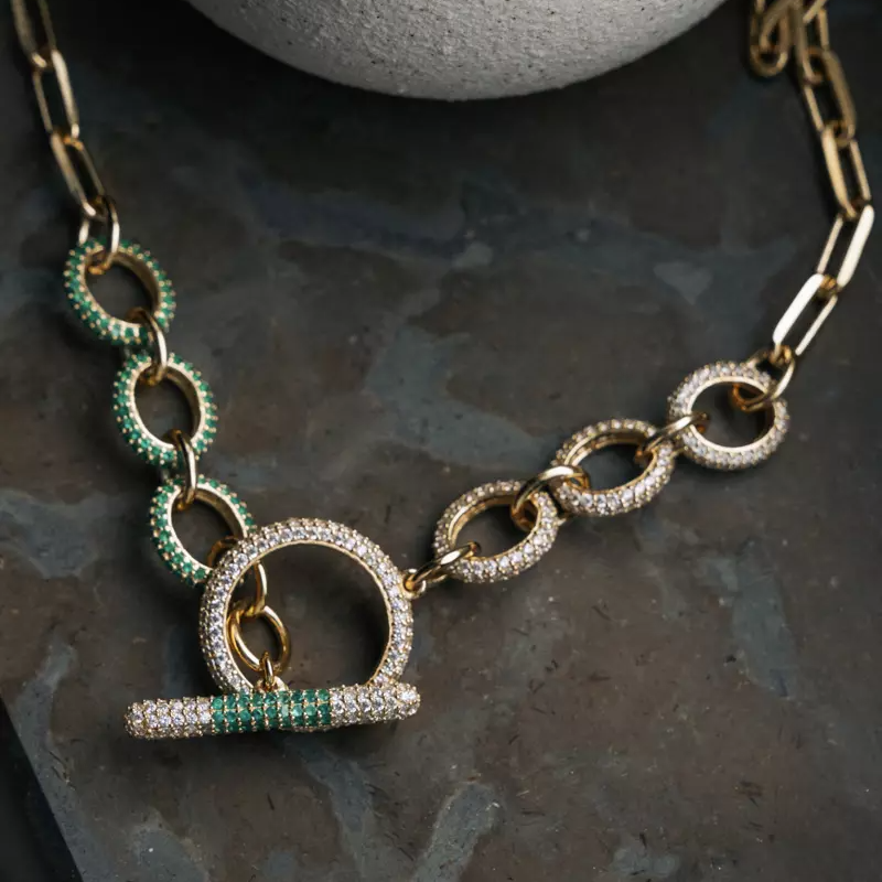 Necklace, Illuminare Verde - Gilded