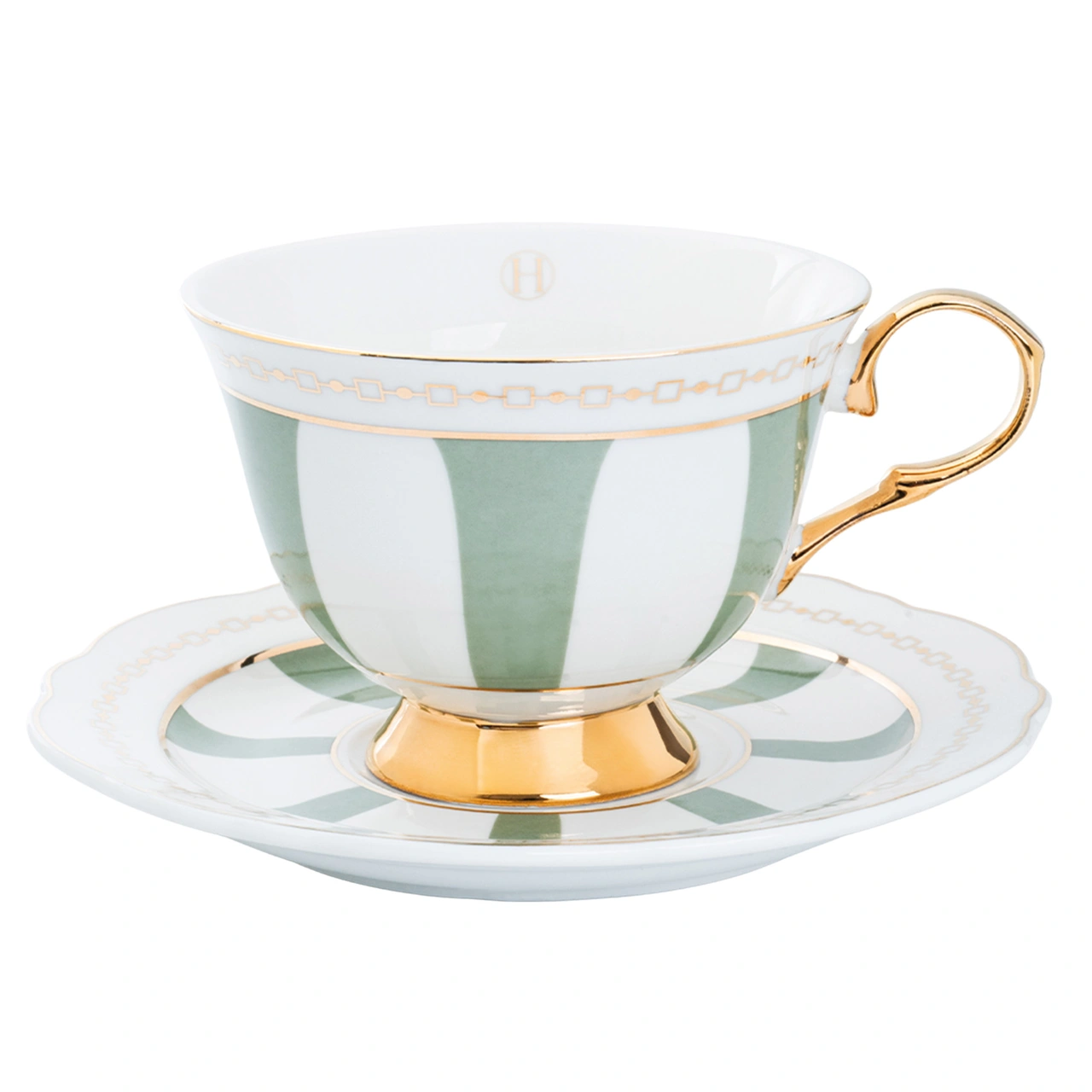 Cup with saucer - Strisce Salvia